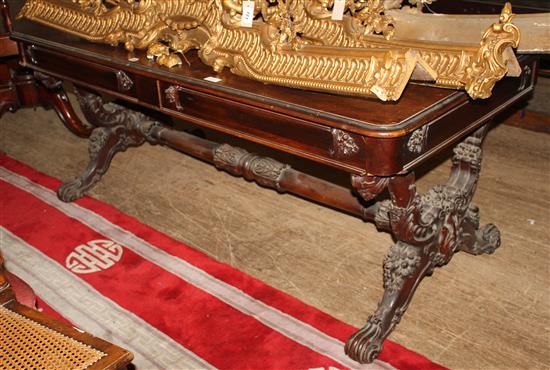 Library table on carved supports